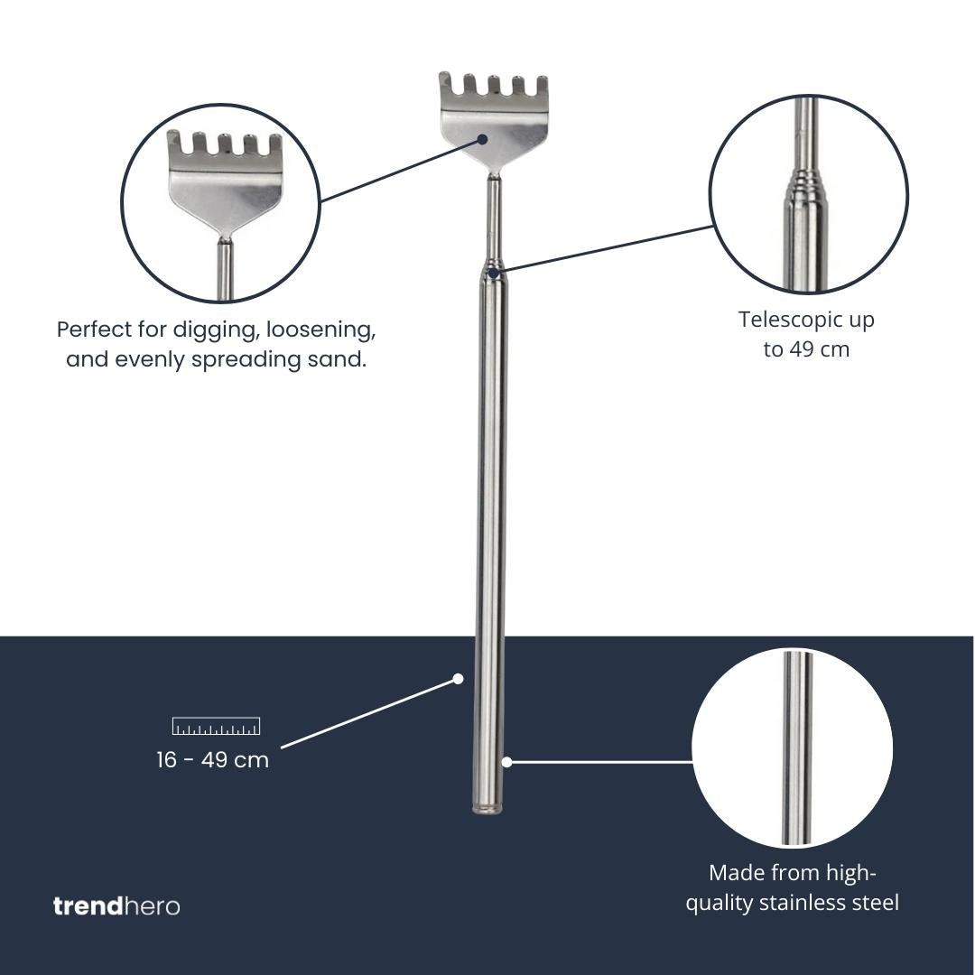 Outil pour terrarium - Râteau - 16-49 cm - Télescopique - Acier inoxydable (RVS)