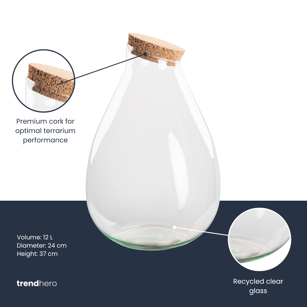 Bouteille terrarium avec bouchon en liège - Drop XL - Ø 24 cm ↑ 37 cm