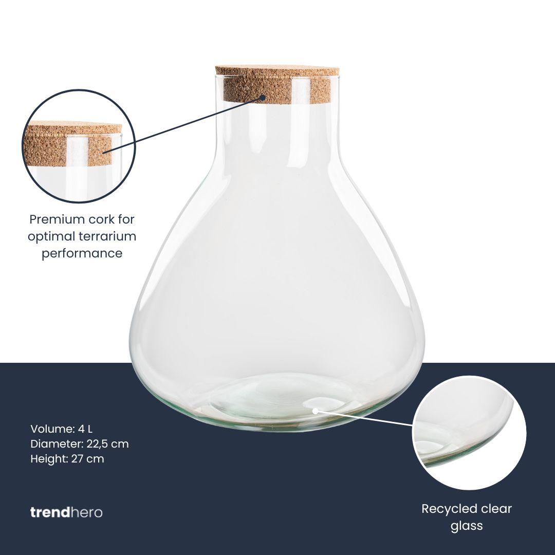 Bouteille terrarium avec bouchon en liège - Sammie - Ø 22,5 cm ↑ 27 cm