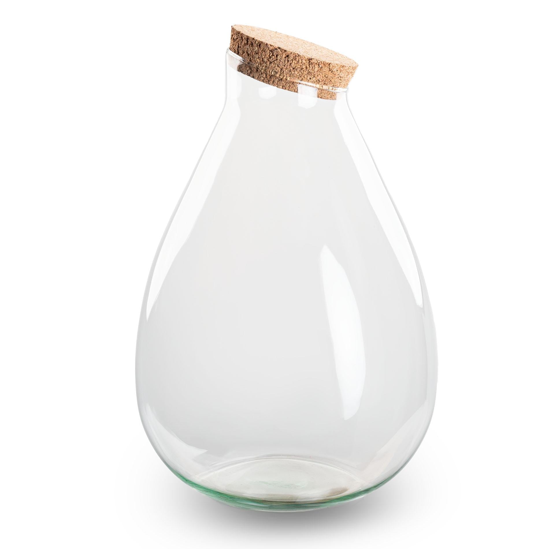 Bouteille terrarium avec bouchon en liège - Drop XL - Ø 24 cm ↑ 37 cm